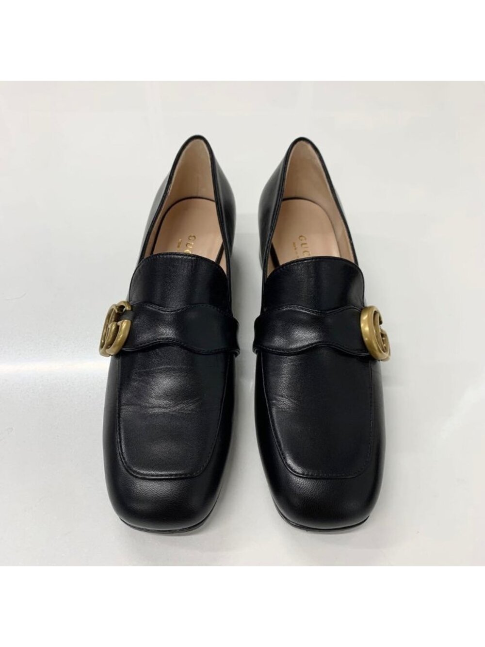 Gucci Leather Double G GG Marmont Loafers Black - Picture 3 of 11